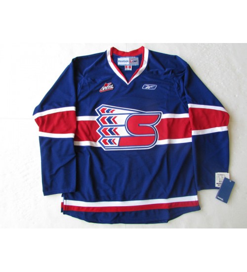 Custom WHL Spokane Chiefs 2010 Pres Alternate Hockey Jersey Blue